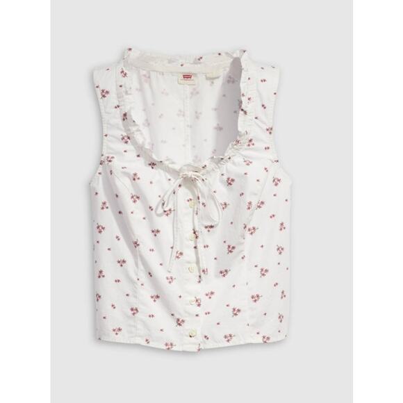 Levi's Tops - Levis White Floral Button Front Tank Top Cottagecore Size L